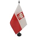 AZ FLAG Poland with eagle Table Flag 5'' x 8'' - Polish coat of arms Desk Flag 21 x 14 cm - Black plastic stick and base