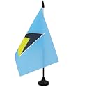 AZ FLAG Saint Lucia Table Flag 6x8 in 100D Polyester Plastic Base