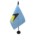 AZ FLAG Saint Lucia Table Flag 4x6 in 100D Polyester Plastic Base
