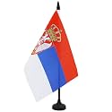 AZ FLAG Serbia Table Flag 6x8 in 100D Polyester Plastic Base