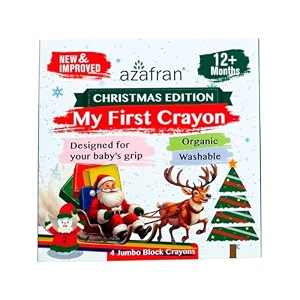 azafran jumbo crayons 4 jumbo crayon-christmas editionink color-multicolor
