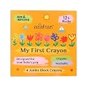 Azafran My First Crayon 4 Jumbo Block Crayons Colors Set for Kids, Baby and Infant Safe, Hypoallergenic, Non-Toxic, Washable, Plant-Based Crayons Colour Set, Ideal Toys for 1 Year Old