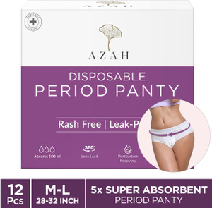 azah period panty pad m-l 28-32 inch 5x super absorbent panties  sanitary pad pack of 12