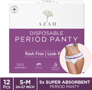 azah period panty pad s-m 24-27 inch 5x super absorbent panties  sanitary pad pack of 12