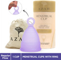 AZAH Medium Reusable Menstrual Cup Medium Regular Flow Reusable with Ring Menstrual Cup (Pack of 1)