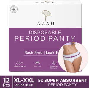 azah period panty pad xl-xxl 36-37 inch 5x super absorbent panties  sanitary pad pack of 12