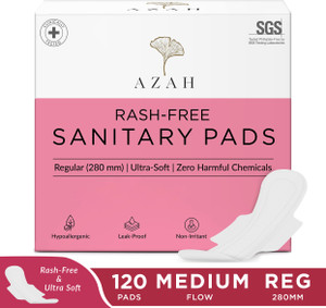 azah rash-free napkins regular for medium flow  leak proof  cottony soft sanitary pad pack of 120
