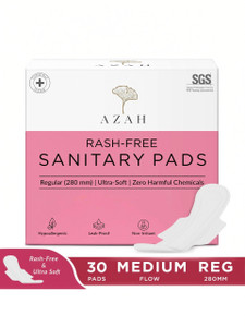azah rash-free napkins regular for medium flow  leak proof  cottony soft sanitary pad pack of 30