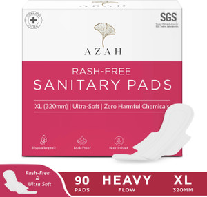 azah rash-free napkins xl for heavy flow  leak proof  cottony softdisposal bags sanitary pad pack of 90