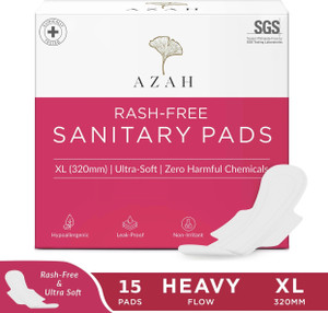 azah rash-free napkins xl for heavy flow  leak proof  cottony soft sanitary pad pack of 15