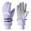 Azarxis Kids Winter Ski Gloves Waterproof Warm (Purple, 6-8 Years Old)
