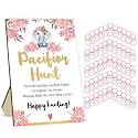 Azbuk Pacifier Hunt Baby Shower Game Set, 50 Pink Acrylic Mini Pacifiers with Elephant Sign, Adult, Teen, Big Kid, Game, 50 Players, Indoor, Animal Theme, No Assembly Required