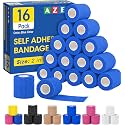 AZEN 16 Pack Self Adhesive Bandage Wrap Pink, 2" X 5 Yards Elastic Cohesive Bandage Wrap, Athletic Tape, Vet Wrap, Ankle Tape, Tattoo Grip Tape Wrap (Blue)