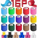 AZEN 16 Pack Self Adhesive Bandage Wrap, 2" X 5 Yards Elastic Cohesive Bandage Wrap, Color Athletic Tape, Vet Wrap, Ankle Tape