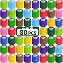 AZEN 80 Pack Self Adhesive Bandage Wrap, 2" X 5 Yards Elastic Cohesive Bandage Wrap, Color Athletic Tape, Vet Wrap, Ankle Tape, Tattoo Grip Tape Wrap