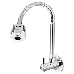 azera dual flow chrome wall mount brass kitchen sink tap with flexible neck  dual sprayer function 2 way shower foam and flow for home restaurants gary
