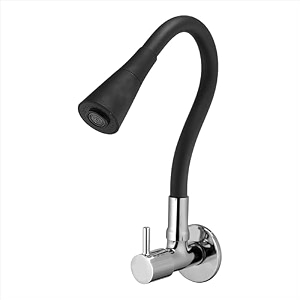azera dual flow chrome wall mount brass kitchen sink tap with flexible neck  dual sprayer function 2 way shower foam and flow for home restaurants gary