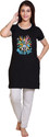 AZF Women Printed Black Night Suit Set