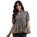 Azira Cotton Printed Mandarin Collar Blue