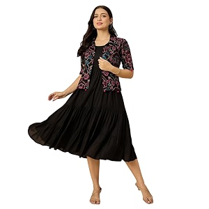 Azira Women Rayon Solid Fit Flared