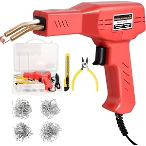 50w plastic welding machine car bumper crack repair hot stapler kit hot stapler heating plastic welding repairing gun welder machine with four types of staples 50w red
