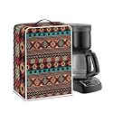 Aztec Style Coffee Maker Cover For Kitchen With Top Handle Waterproof Dust Appliance Cover Suitable For Most Coffee Machine Models Tribe Pattern
