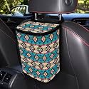 Aztec Tribal Geometric Pattern Car Trash Can with Lid and Zipper Portable Foldable Ethnic Style Trash Bin for Car Interior Accessories Multipurpose Garbage Can Bags Storage Organizer