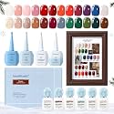 AZUREBEAUTY Gel Nail Polish Kit, 24 Fall &amp; Winter Shades with Complete Gel System, Base Coat, Top Coat &amp; Builder Gel