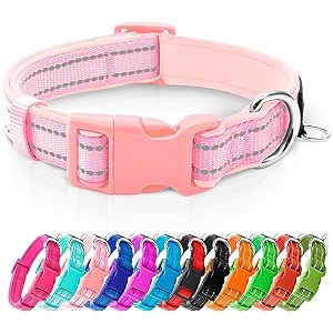 azuza reflective dog collar neoprene padded small dog collar pink s