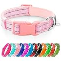 azuza Reflective Dog Collar, Neoprene Padded Puppy Collar, Pink, XS