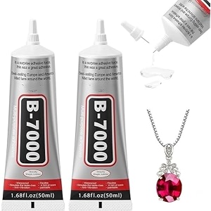 b-7000 clear adhesive glue for rhinestone crafts jewelry fabric and screen repair - high viscosity multi-purpose 50ml  168 fl oz b-7000 pack of 2
