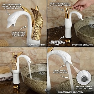 b backline brass swan shape bathroom sink wash basin mixer tap single handle hot amp cold waterfall lavatory sink faucet for living room amp bathroom white gold tap long