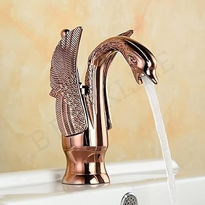 b backline brass swan shape bathroom sink wash basin mixer tap single handle hot amp cold waterfall lavatory sink faucet for living room amp bathroom rose gold tap short