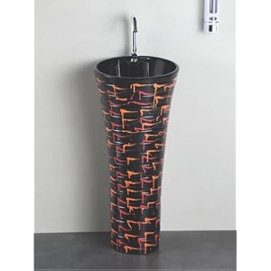 b backline ceramic design pedestal wash basin  free standing wash basin  pedestal basin for living room amp bathrooms 15 x 15 x 34 inches black