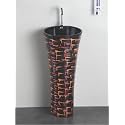 B Backline Ceramic Design Pedestal Wash Basin | Free Standing Wash Basin | Pedestal Basin For Living Room & Bathrooms 15 x 15 x 34 Inches (Black)