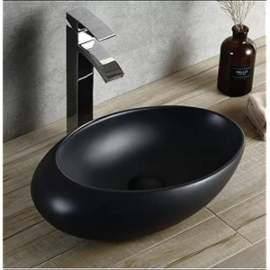 b backline ceramic designer oval shape premiem counter topover counter wash basin table topvessel sink for bathroom amp living room 50 x 3 x 15 cm black matt
