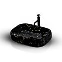B Backline Ceramic Designer Oval Shape Premiem Counter Top/Over Counter Wash Basin Table Top/Vessel Sink For Bathroom &amp; Living Room 50 X 3 X 15 CM (Black Matt)