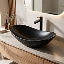 B Backline Ceramic Table Top Vessel Sink Wash Basin Rectangle Over Counter Wash Basin For Bathroom &amp; Living Room 24 X 14 X 4.5 Inch (Black Matt)