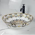 B Backline Ceramic Moroccan Wash Basin Countertop | Table Top Wash Basin Bathroom Sink | Art Basin For Bathroom &amp; Livingroom 40 X 40 X 14 Cm (5 Years Warrenty)