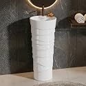 B Backline Ceramic One Piece Pedestal Wash Basin | Free Standing Pedestal For Living Room & Bathroom 38 X 38 X 85 Cm (White) (7 Years Glaze Warranty)