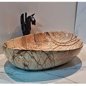 b backline ceramic oval shape table top vessel sink over counter wash basin - 21 x 15 x 6 inch multicolour
