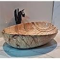 B BACKLINE Ceramic Oval Shape Table Top Vessel Sink Over Counter Wash Basin - 21 X 15 X 6 Inch (Multicolour)