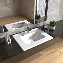 B BACKLINE Ceramic Semi Counter Mounted/Under Counter Wash Basin Tabletop Basin Glossy Finish/Under Counter Bathroom Sink/For Bathroom 62 X 47 X 16 Cm (White)