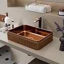 B Backline Ceramic Table Top Vessel Sink Wash Basin Over Counter/Counter Top Wash Basin for Bathroom &amp; Living Room 48 x 34 x 11 Cm (Only Basin) (Rosegold)