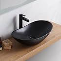 B Backline Ceramic Table Top Vessel Sink Wash Basin Rectangle Over Counter Wash Basin For Bathroom &amp; Living Room 24 X 14 X 4.5 Inch (Black Matt)