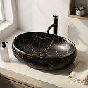 B Backline Ceramic Table Top Vessel Sink Wash Basin Over Counter/Counter Top Wash Basin For Bathroom &amp; Living Room 24 X 16 X 5 Inches (Black)
