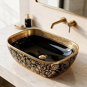 b backline ceramic table top wash basin  basin for bathroom  counter top wash basin for bathroom amp living room 40 x 40 x 14 cm wooden finish