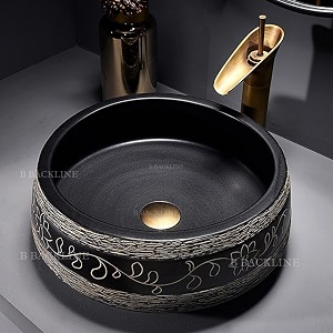 b backline ceramic table top wash basincountertop basin bathroom sinkart basin for bathroom amp livingroom 165 x 165 x 6 inches black matt