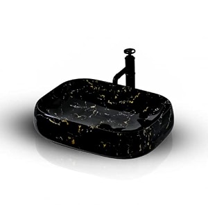 b backline ceramic table top vessel sink wash basin rectangle over counter wash basin for bathroom amp living room 24 x 14 x 45 inch black matt