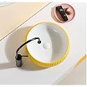 B BACKLINE Ceramic Table Top Wash Basin Round Shape Counter Top Basin/Vessel Sink Over Counter Wash Basin For Bathroom 16 x 16 x 4.3 Inch (Yellow Matt)